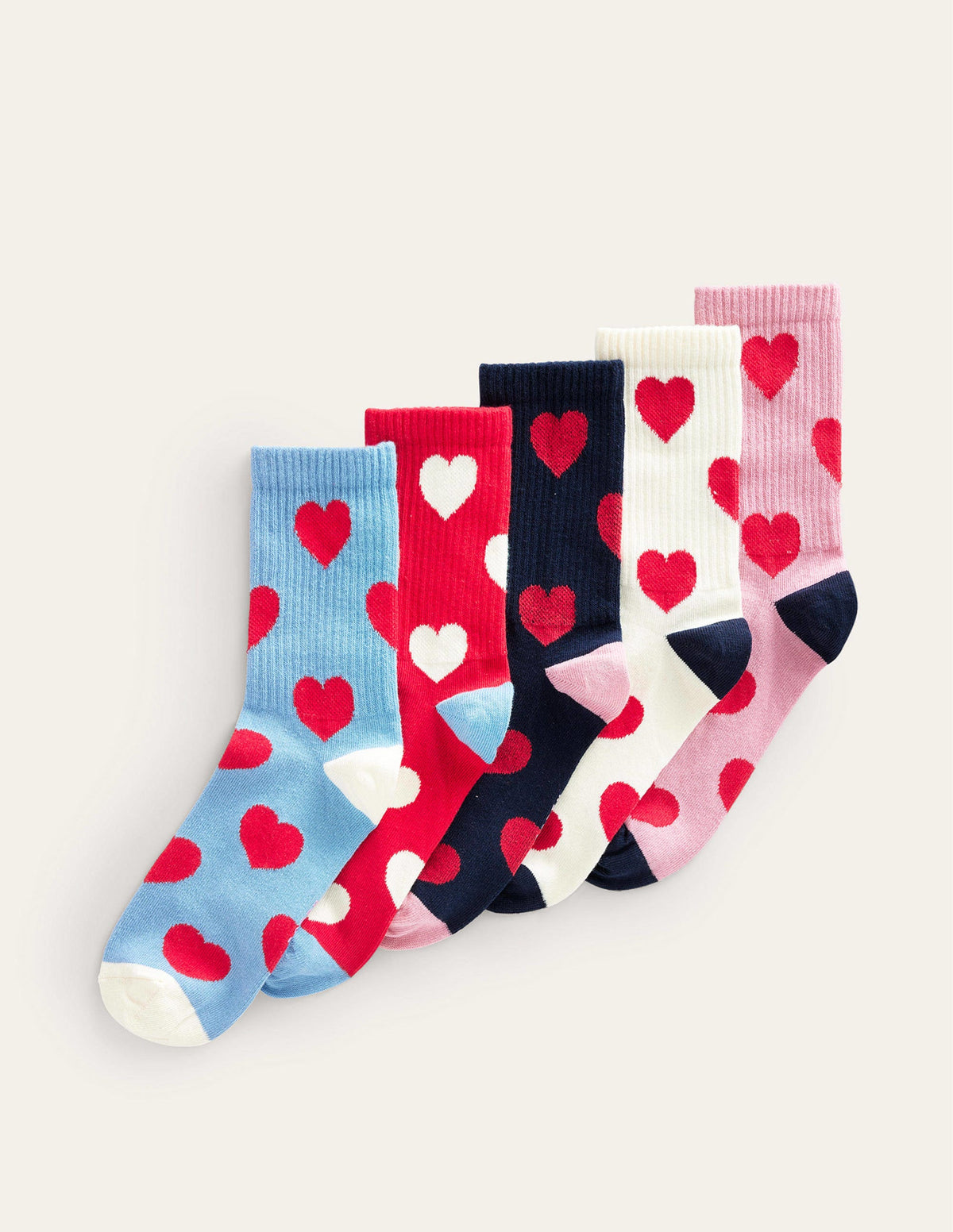 5-Pack Ribbed Ankle Socks-Hearts - Image 1