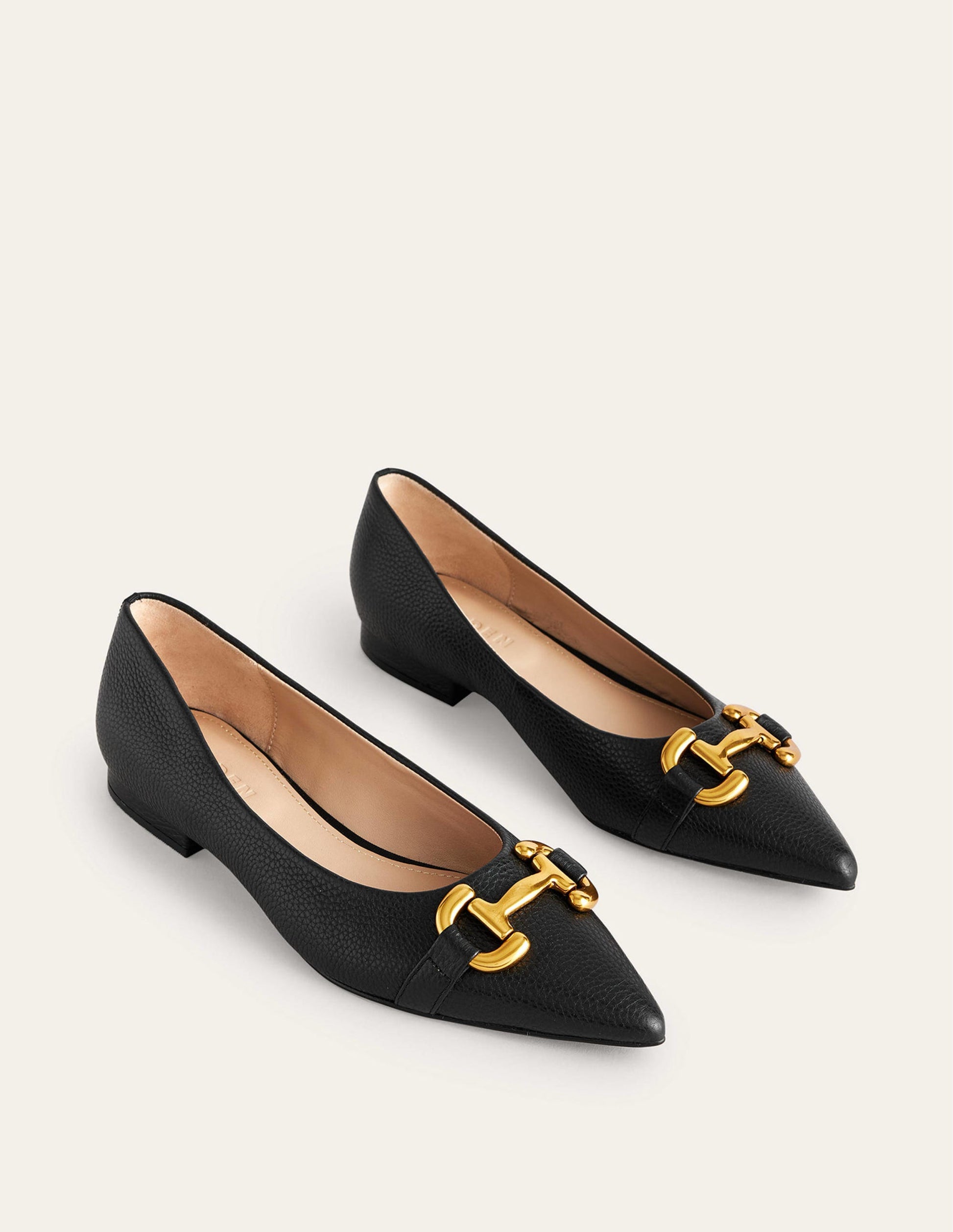 Iris Snaffle Ballet Flats-Black Tumbled Leather-3