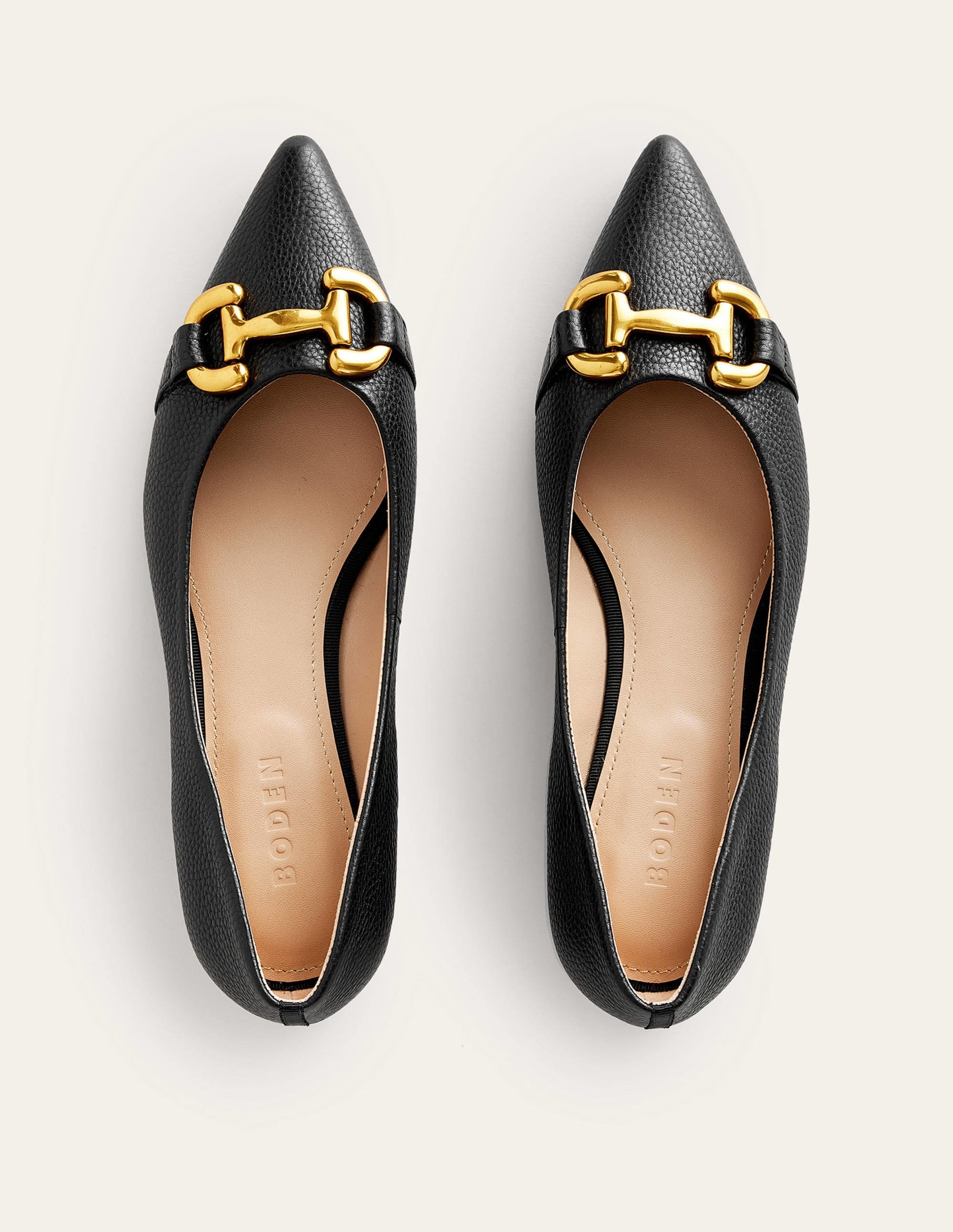 Iris Snaffle Ballet Flats-Black Tumbled Leather - Image 5