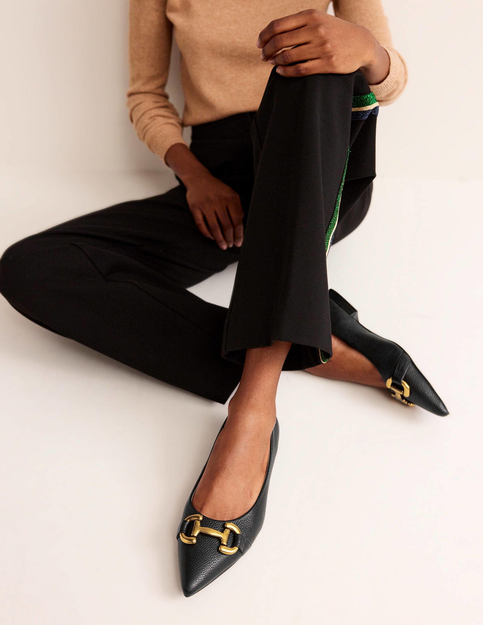 Iris Snaffle Ballet Flats-Black Tumbled Leather-1