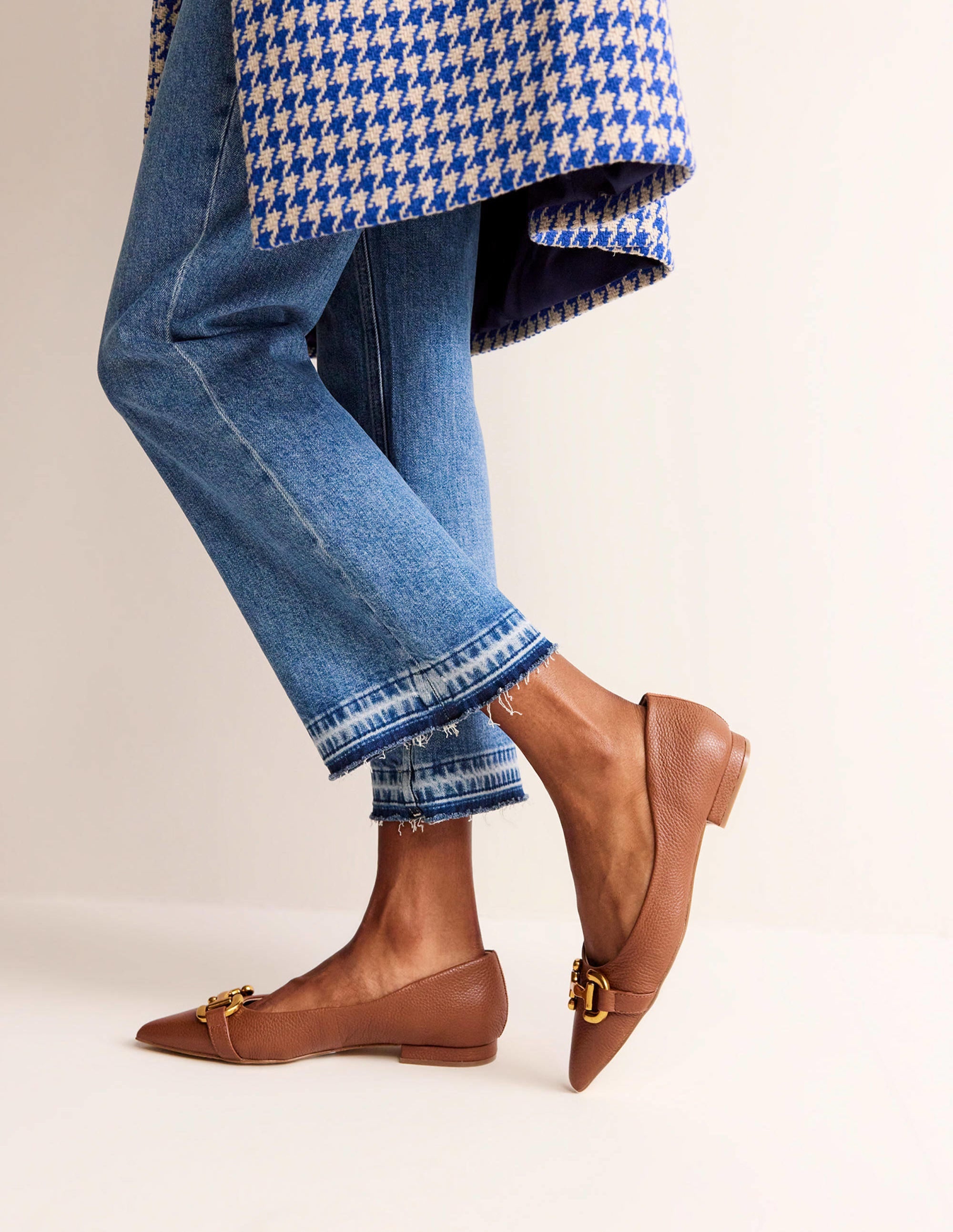 Iris Snaffle Ballet Flats-Tan Tumbled Leather - Image 1