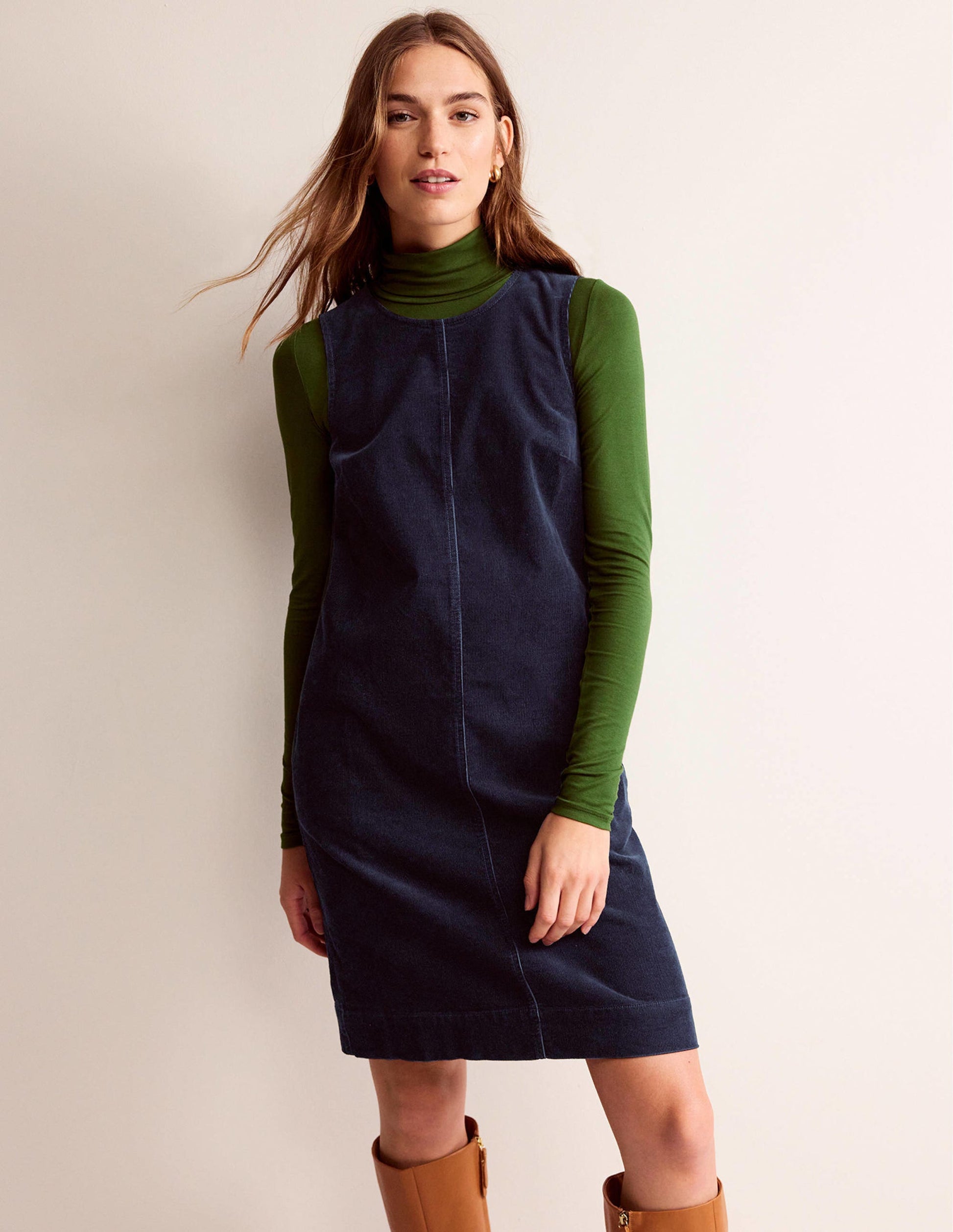 Evie Cord Shift Dress-Navy-1