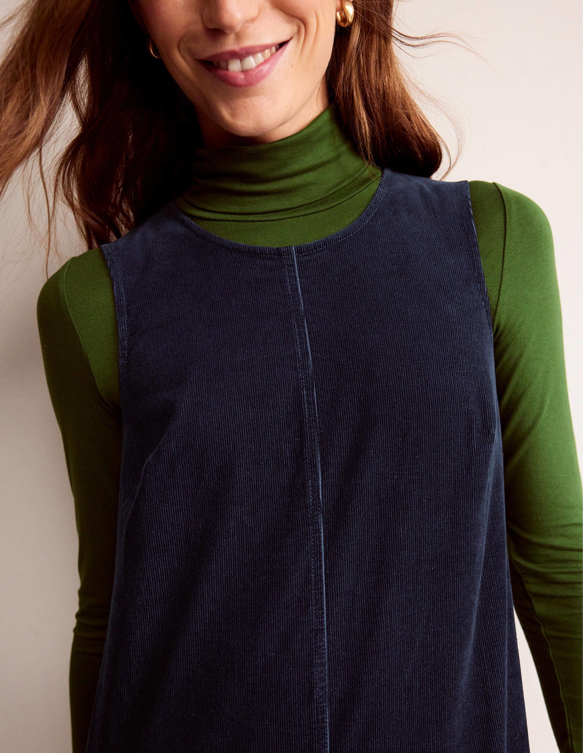 Evie Cord Shift Dress-Navy-2