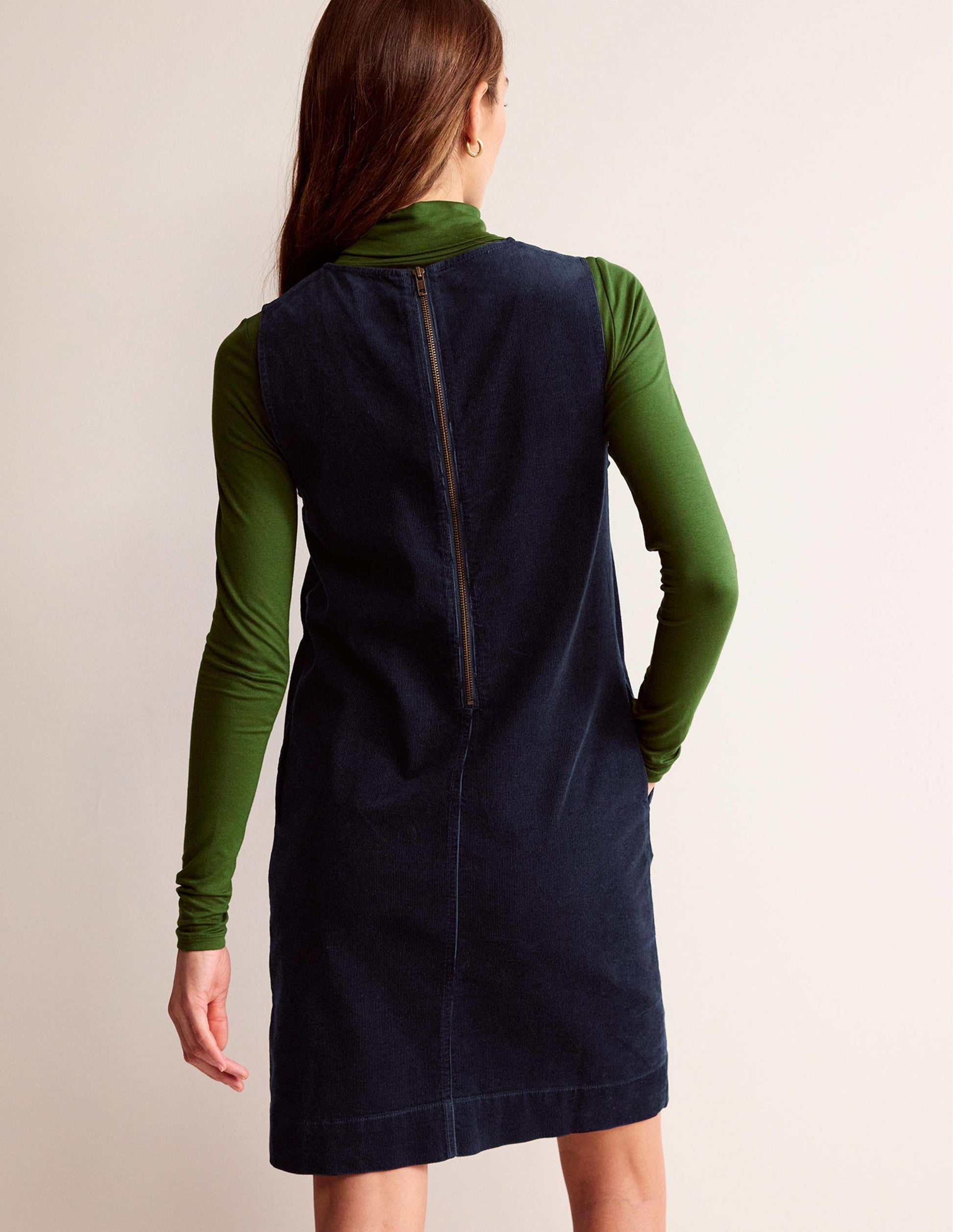 Evie Cord Shift Dress-Navy-3