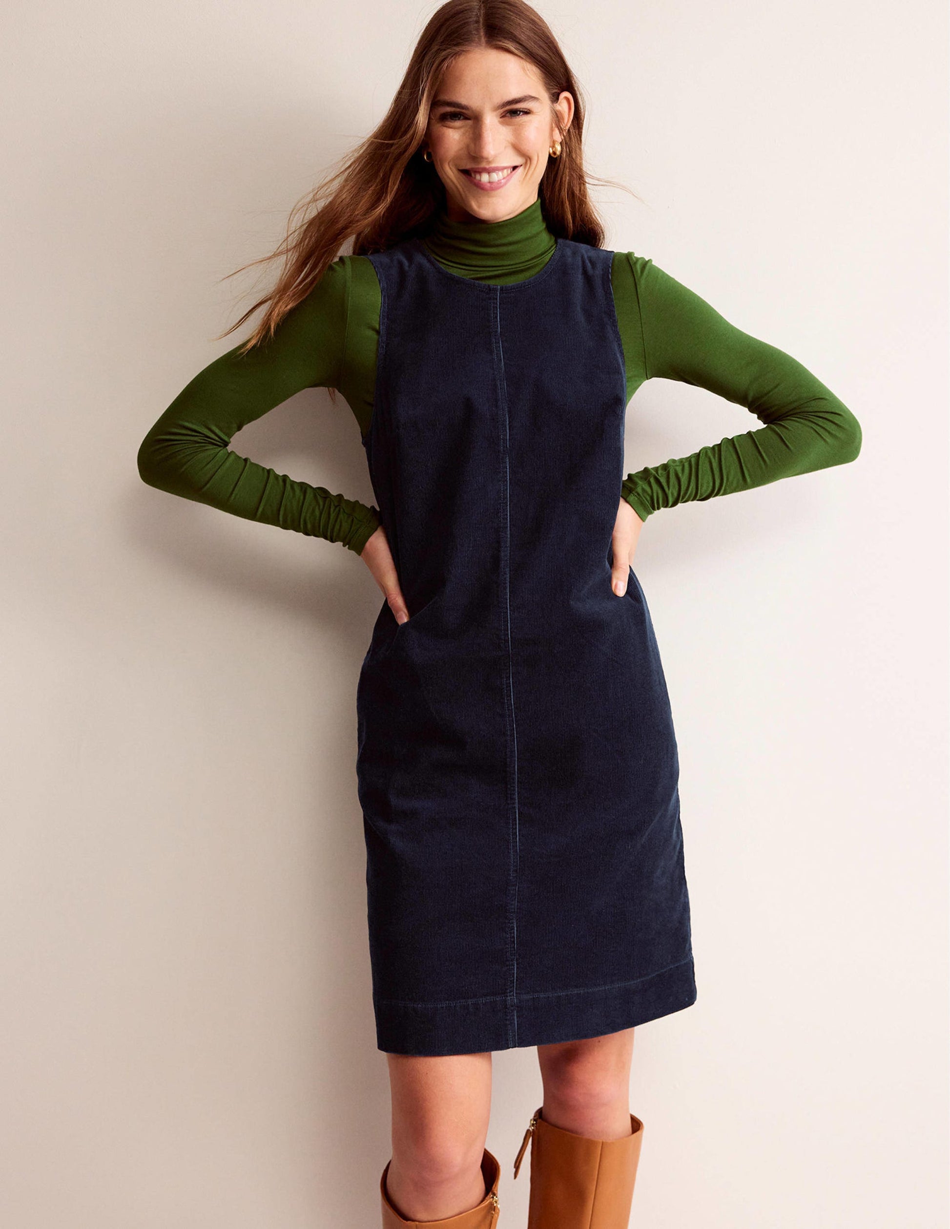 Evie Cord Shift Dress-Navy-4