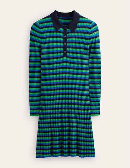 Mini Collared Dress-Navy and Bright Green-5