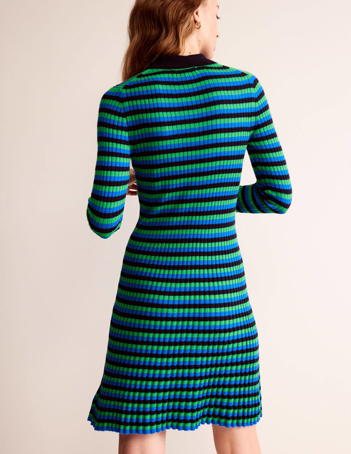 Mini Collared Dress-Navy and Bright Green - Image 3