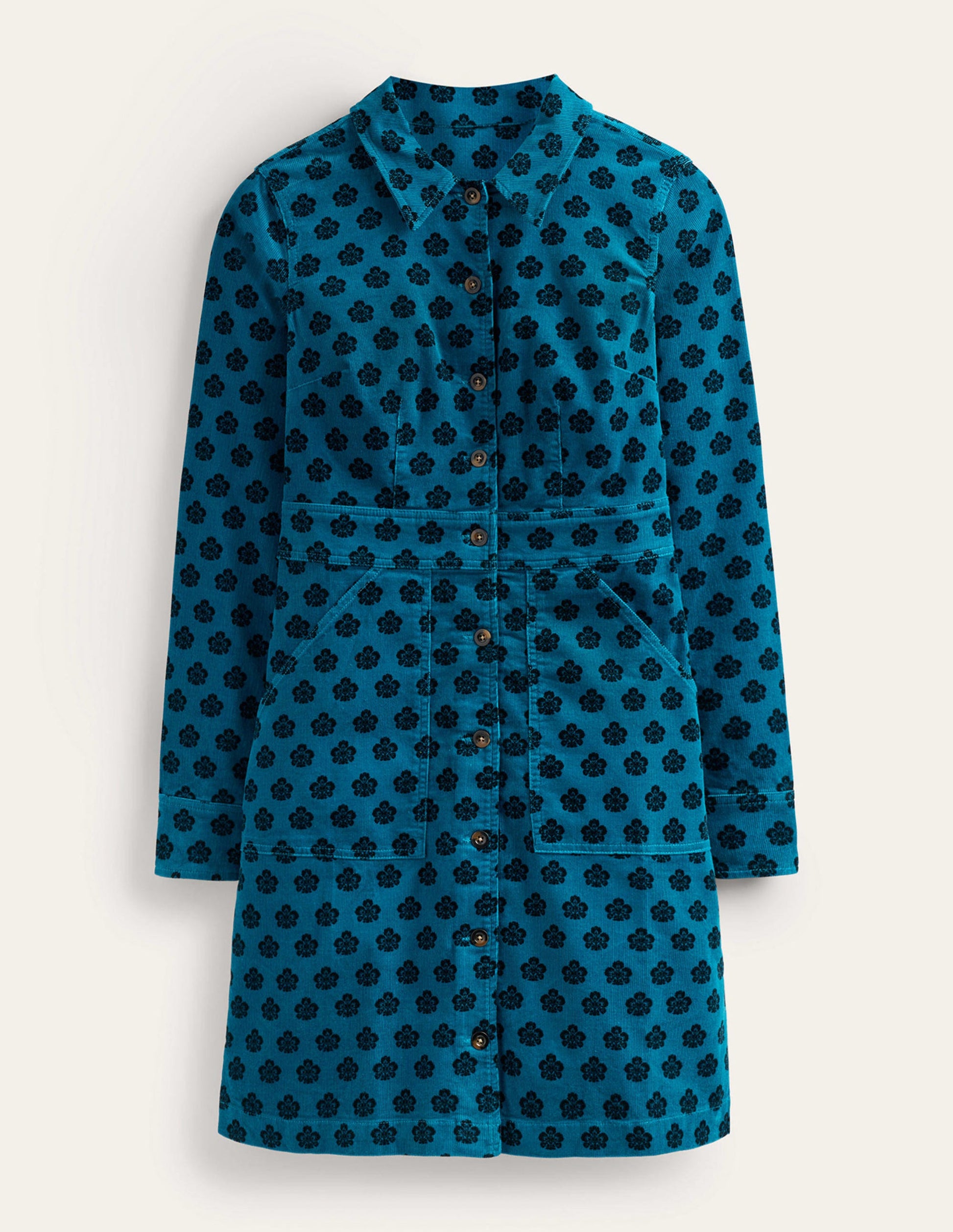 Flora Cord Shirt Dress-Aegean Blue, Carnation Stamp-5