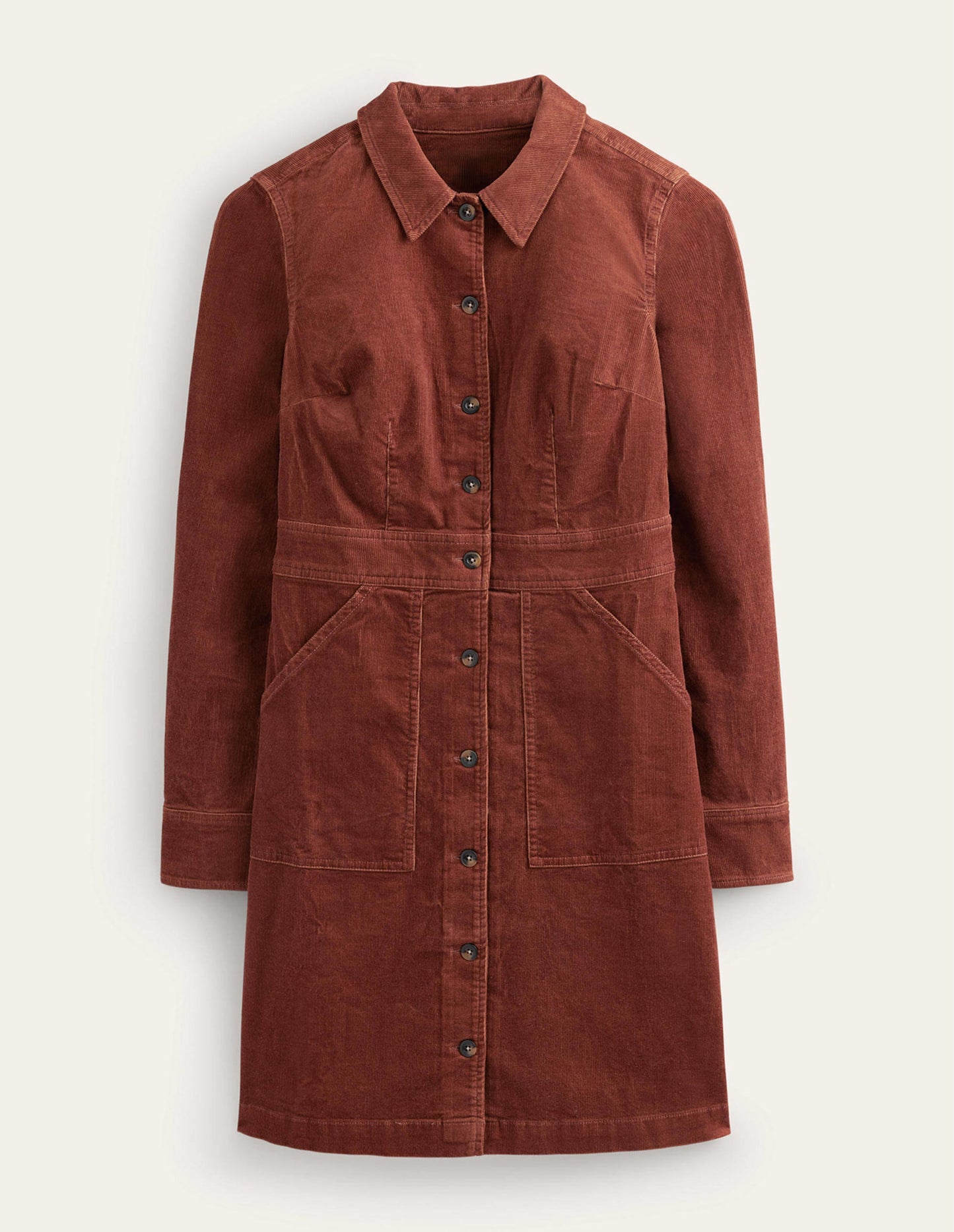 Flora Cord Shirt Dress-Cognac