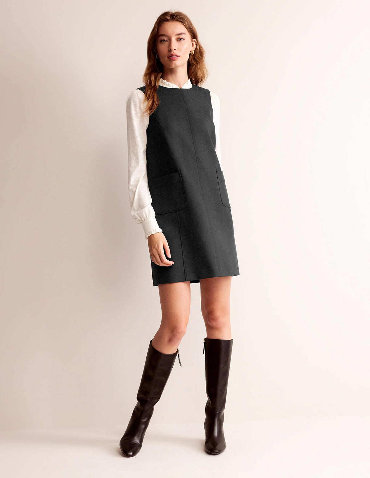 Pocket Detail Mini Shift Dress-Black-4