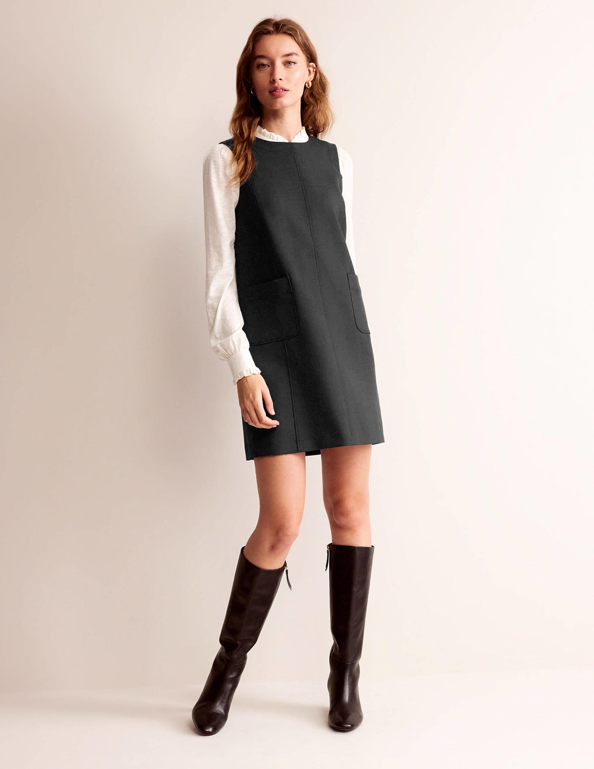 Pocket Detail Mini Shift Dress-Black - Image 4