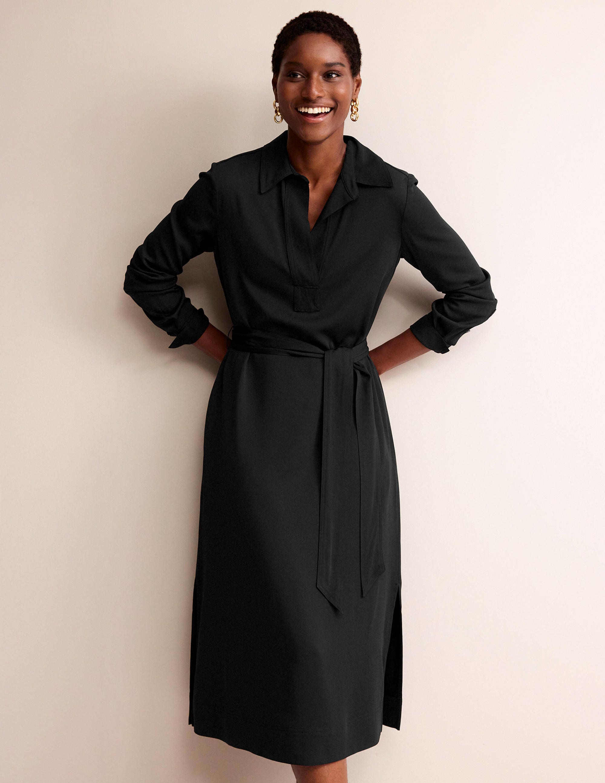 Clean Midi Pop Over Dress-Black - Image 4