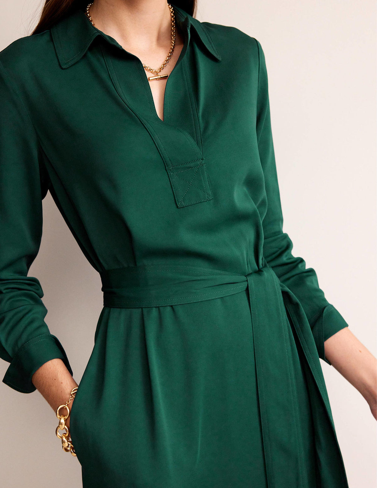 Clean Midi Pop Over Dress-Emerald Night - Image 2