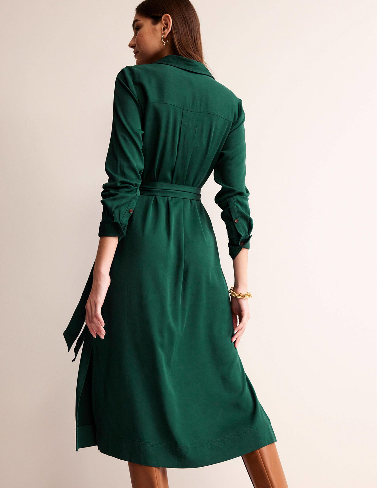 Clean Midi Pop Over Dress-Emerald Night - Image 3