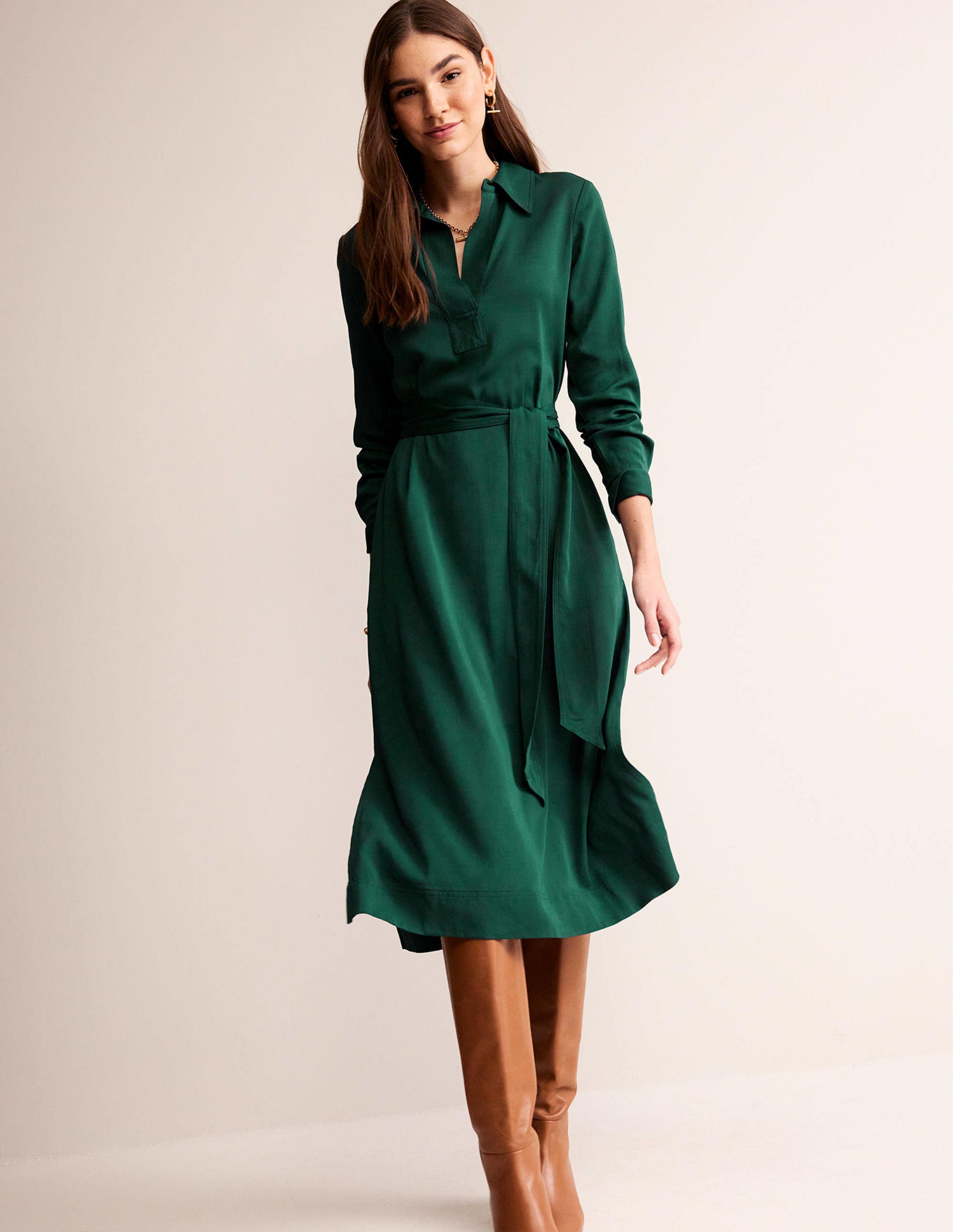Clean Midi Pop Over Dress-Emerald Night - Image 4