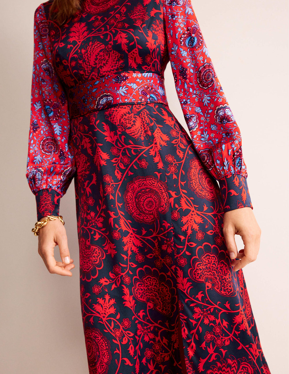 Pipe Detail Midi Dress-Navy, Gardenia - Image 2