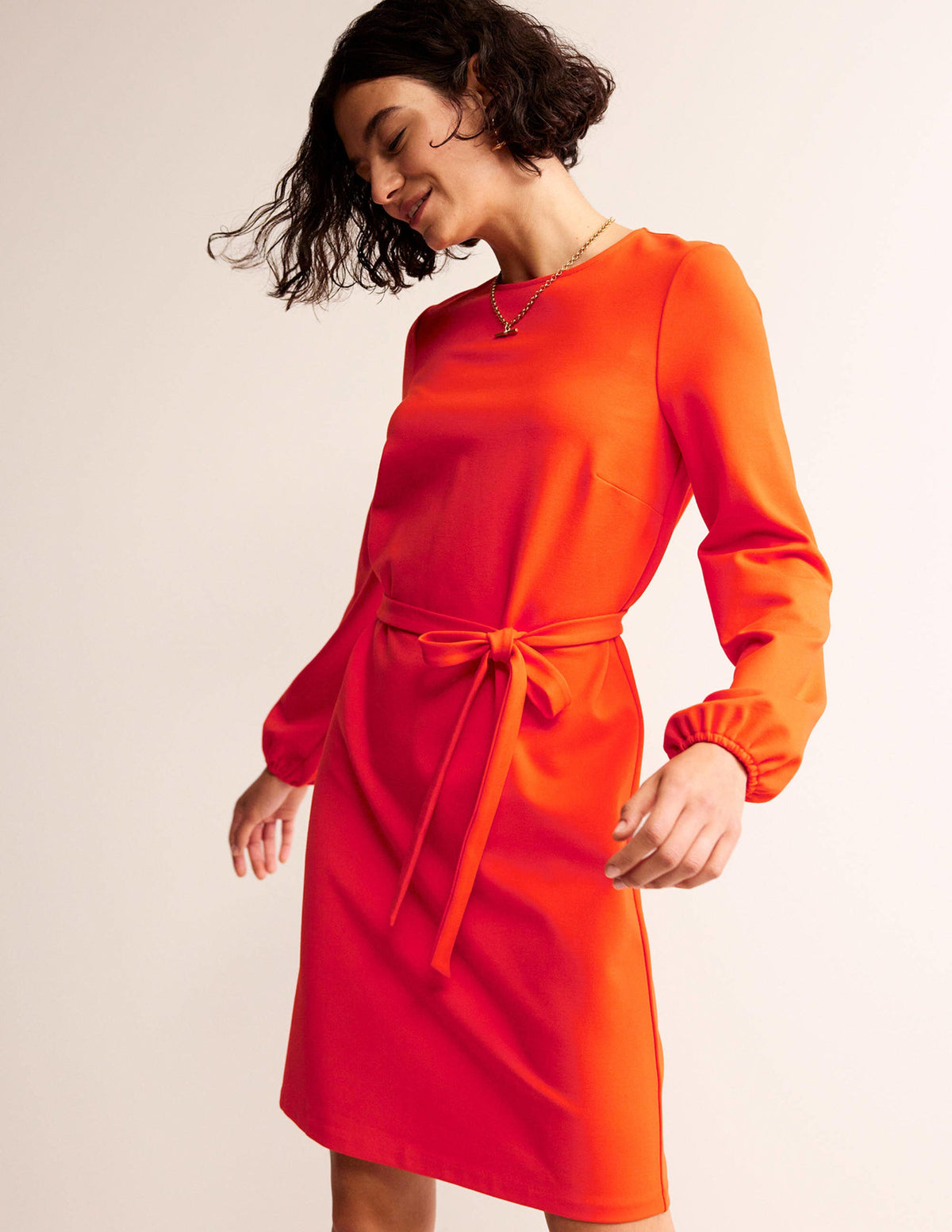 Violet Ponte Shift Dress-Fiesta Orange-1