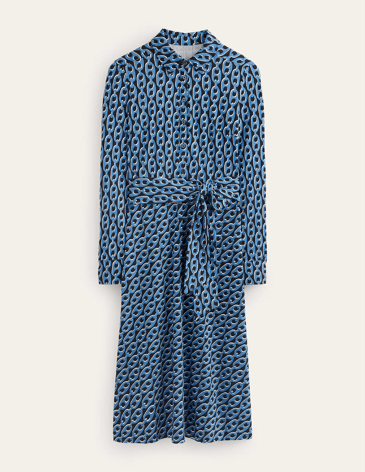 Laura Jersey Midi Shirt Dress-Azure, Geo Chain - Image 7