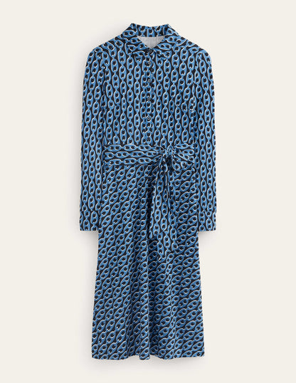 Laura Jersey Midi Shirt Dress-Azure, Geo Chain-7