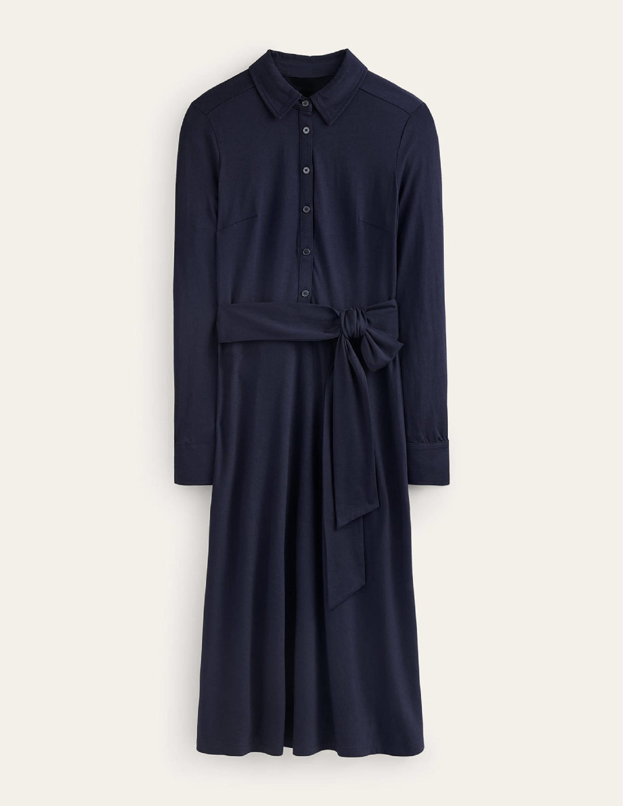Laura Jersey Midi Shirt Dress-Navy - Image 5
