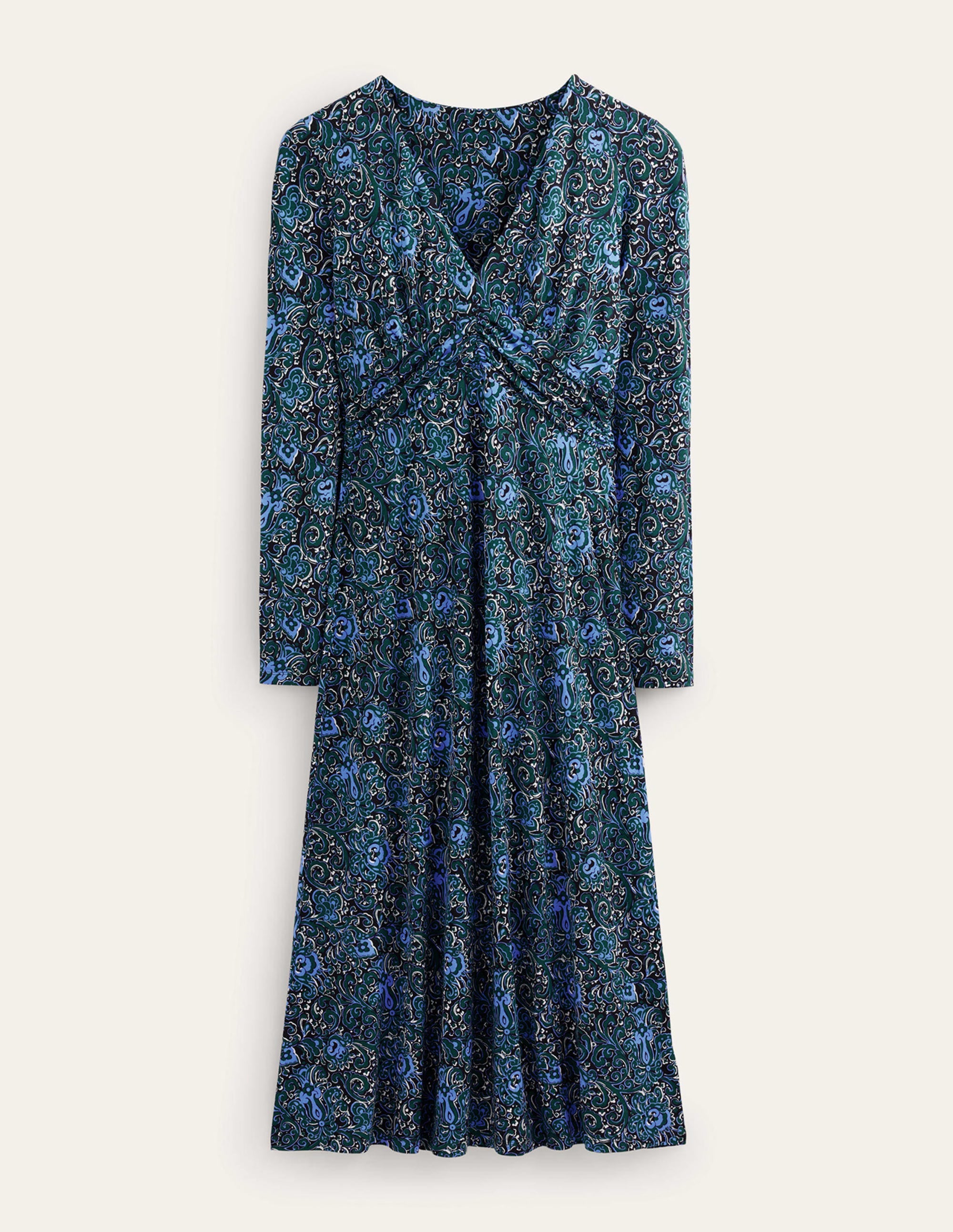 Elodie Empire Midi Dress-Emerald Night, Botanic Terrace - Image 9