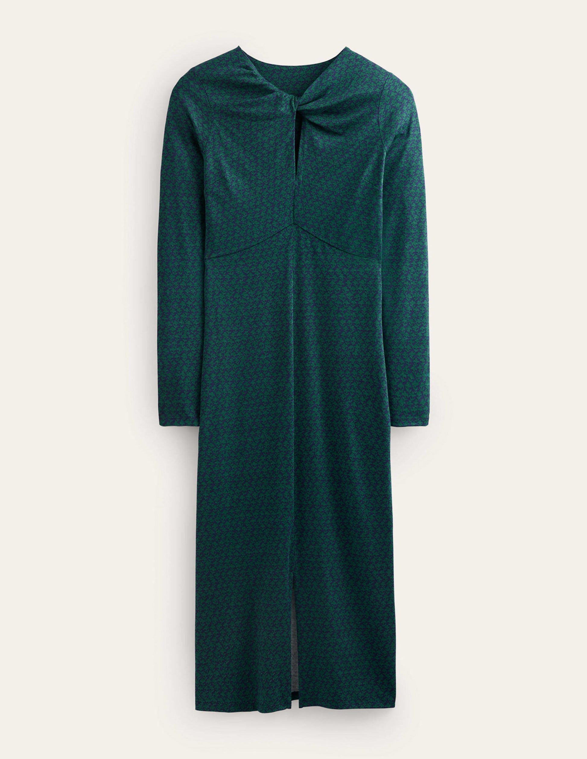 Empire Knot Midi Dress-Emerald Night, Lily Sprig-7