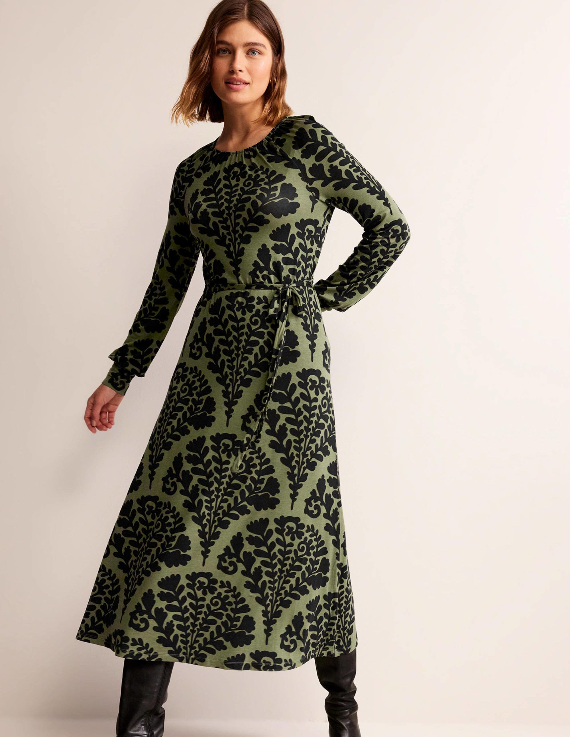 Placement Print Maxi Dress-Spruce, Blossomy - Image 4