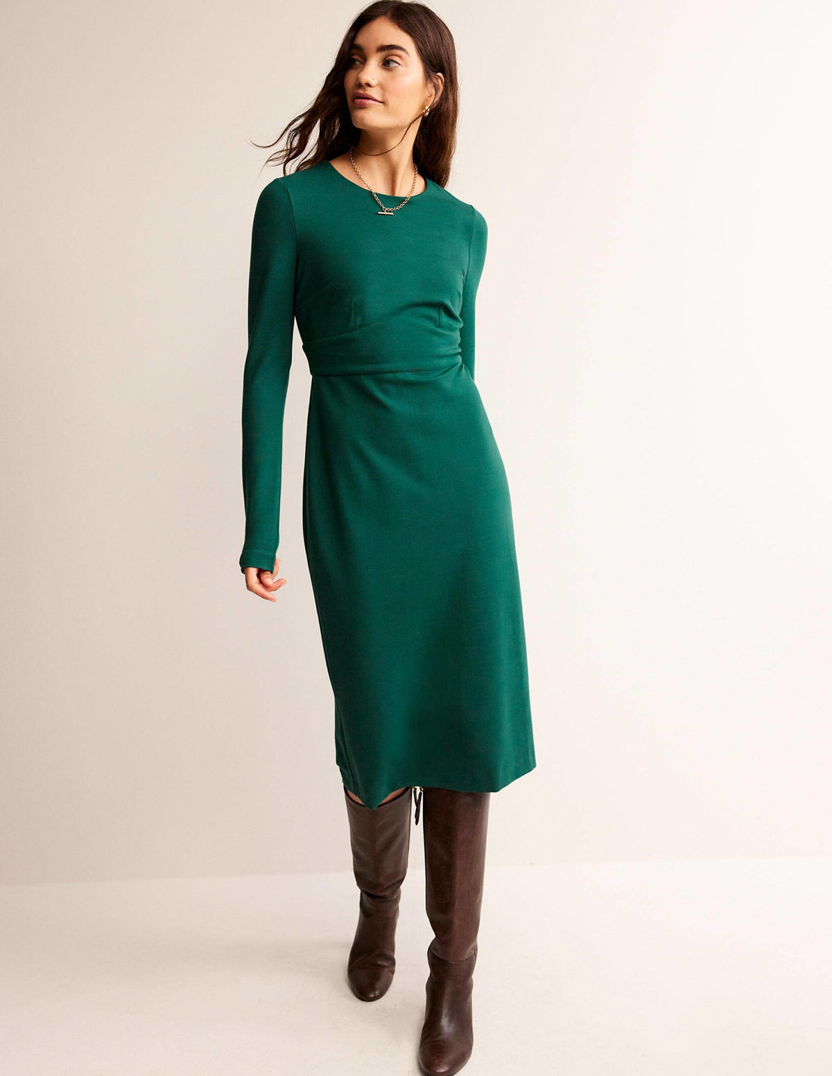 Nadia Jersey Midi Dress-Emerald Night - Image 1