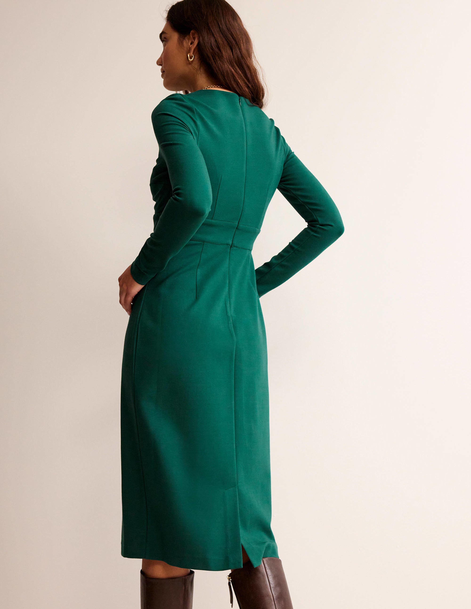 Nadia Jersey Midi Dress-Emerald Night - Image 3