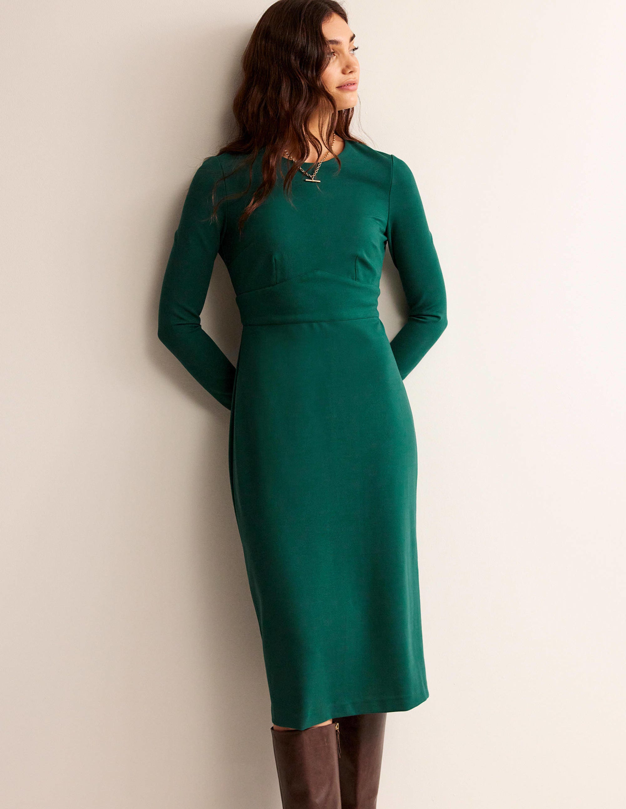 Nadia Jersey Midi Dress-Emerald Night - Image 4