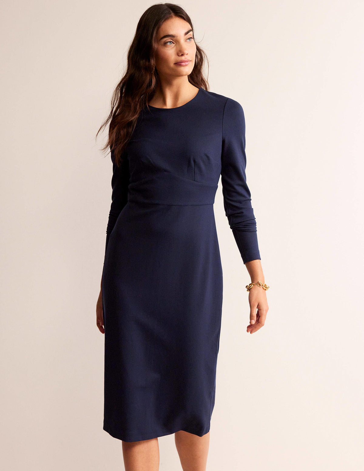 Nadia Jersey Midi Dress-Navy-1