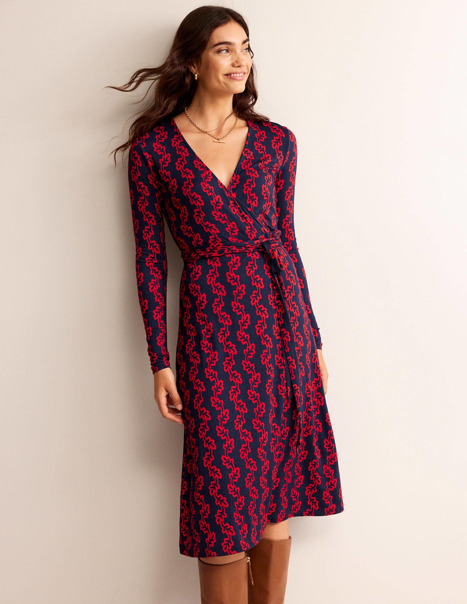 Nina Jersey Midi Dress-French Navy, Abstract Terrace-1