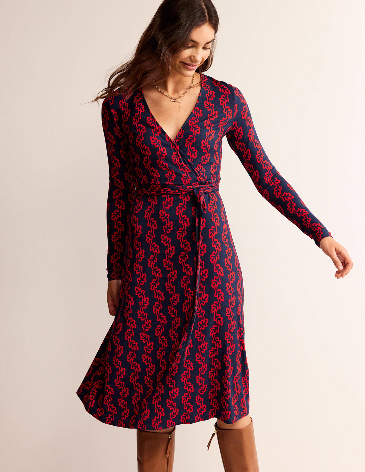 Nina Jersey Midi Dress-French Navy, Abstract Terrace-4