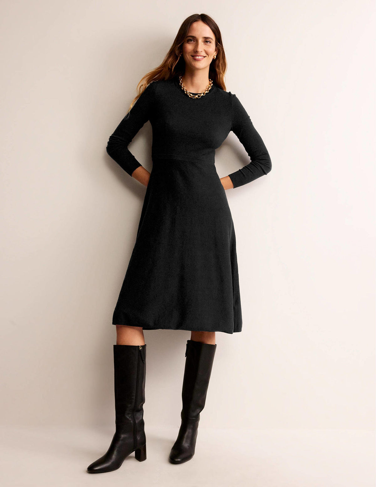 Maria Knitted Midi Dress-Black - Image 1