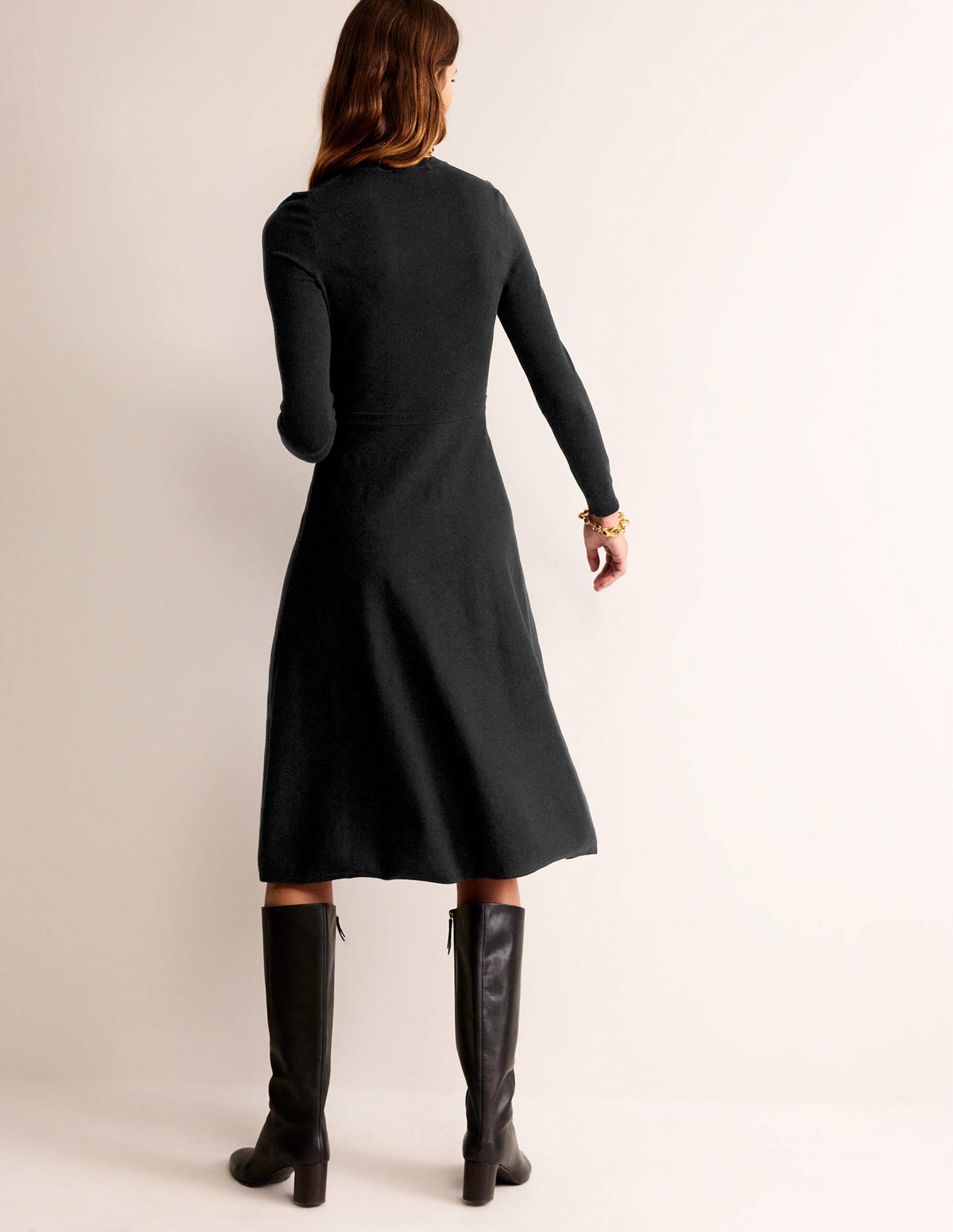 Maria Knitted Midi Dress-Black - Image 3