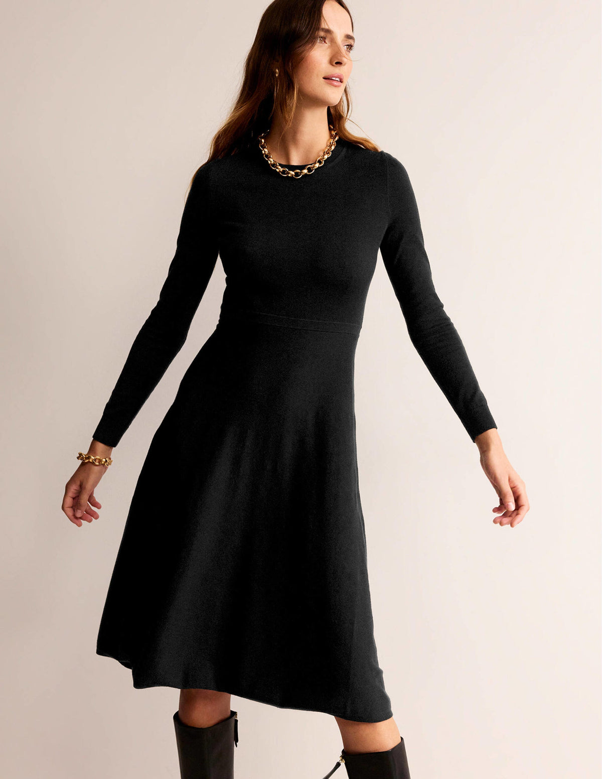 Maria Knitted Midi Dress-Black-4