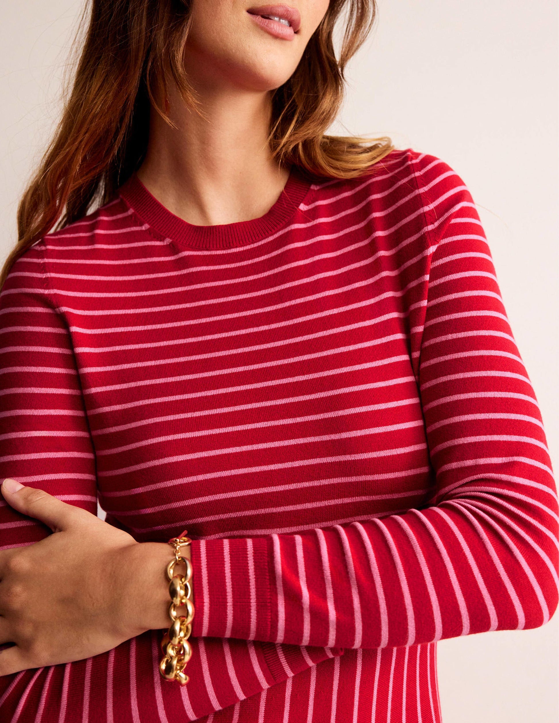 Maria Knitted Midi Dress-Hot Pepper and Crayon Pink-2