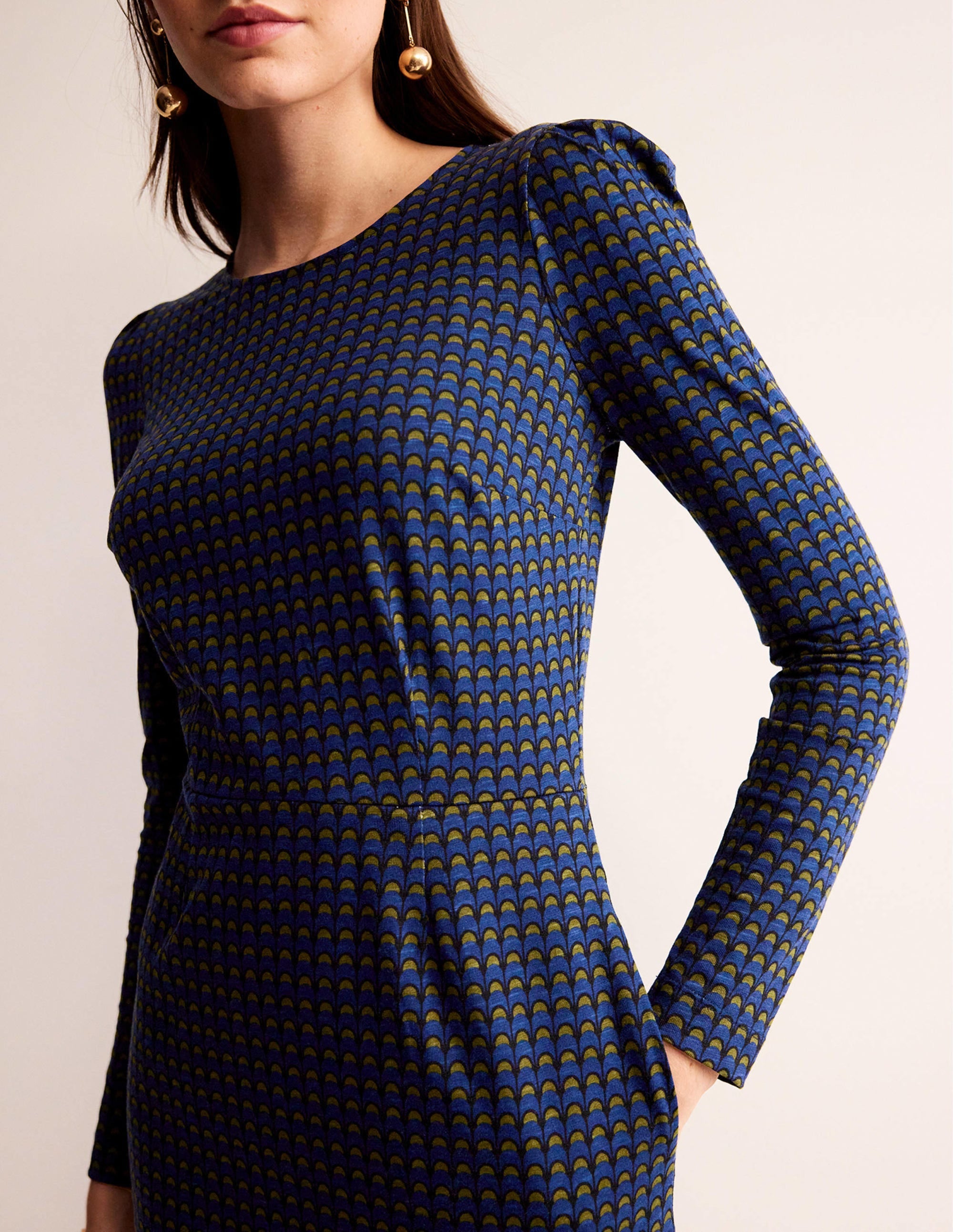 Penelope Jersey Dress-Sapphire Blue, Geo Charm - Image 2