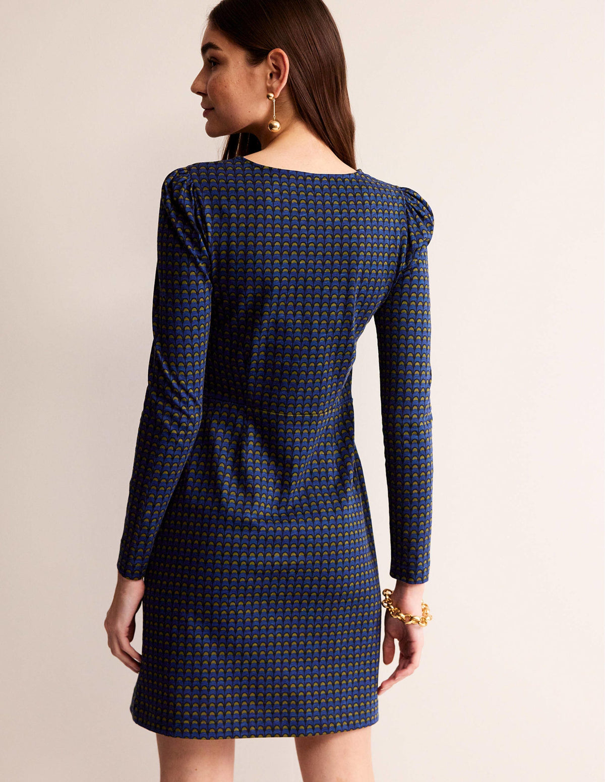 Penelope Jersey Dress-Sapphire Blue, Geo Charm-3