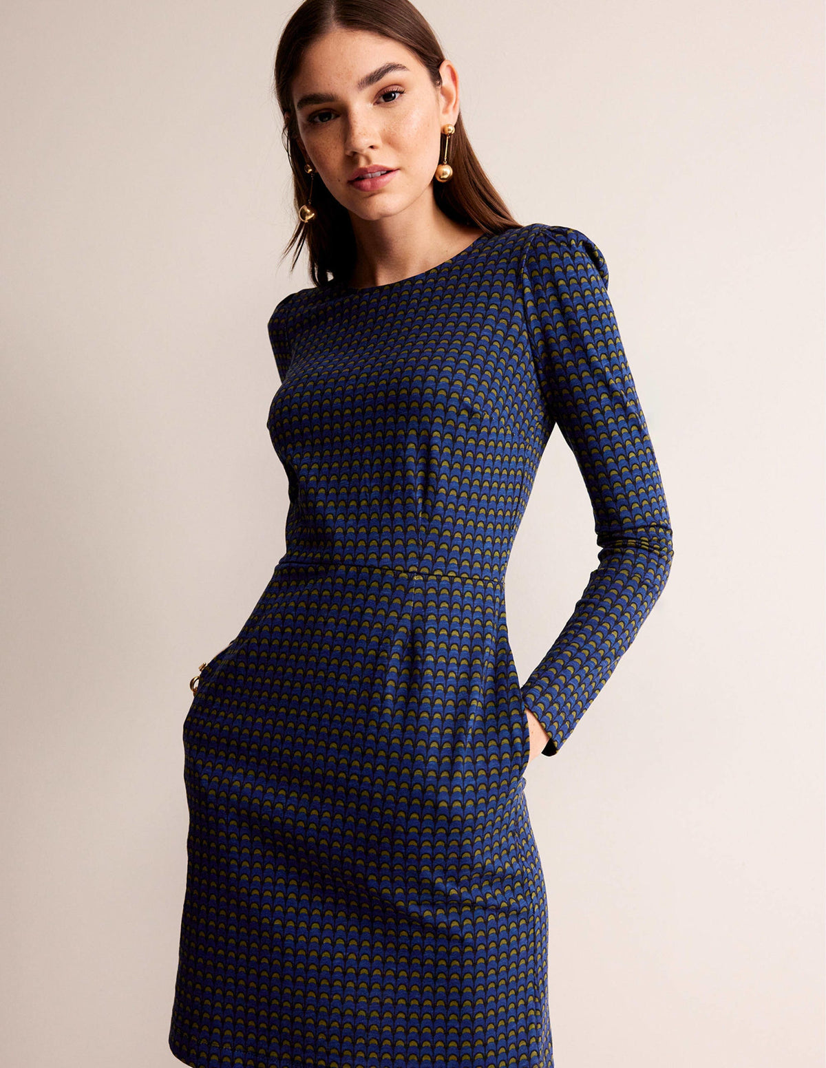 Penelope Jersey Dress-Sapphire Blue, Geo Charm-4