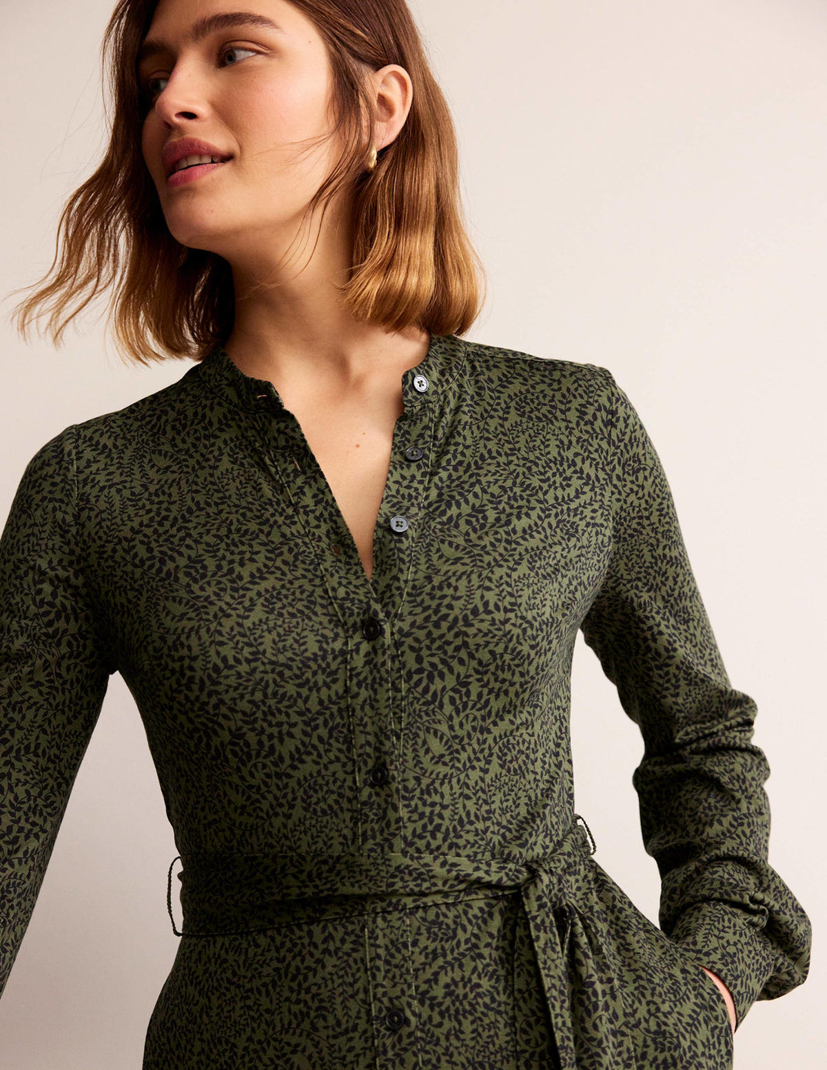 Julia Jersey Shirt Dress-Spruce, Pome Sprig-2
