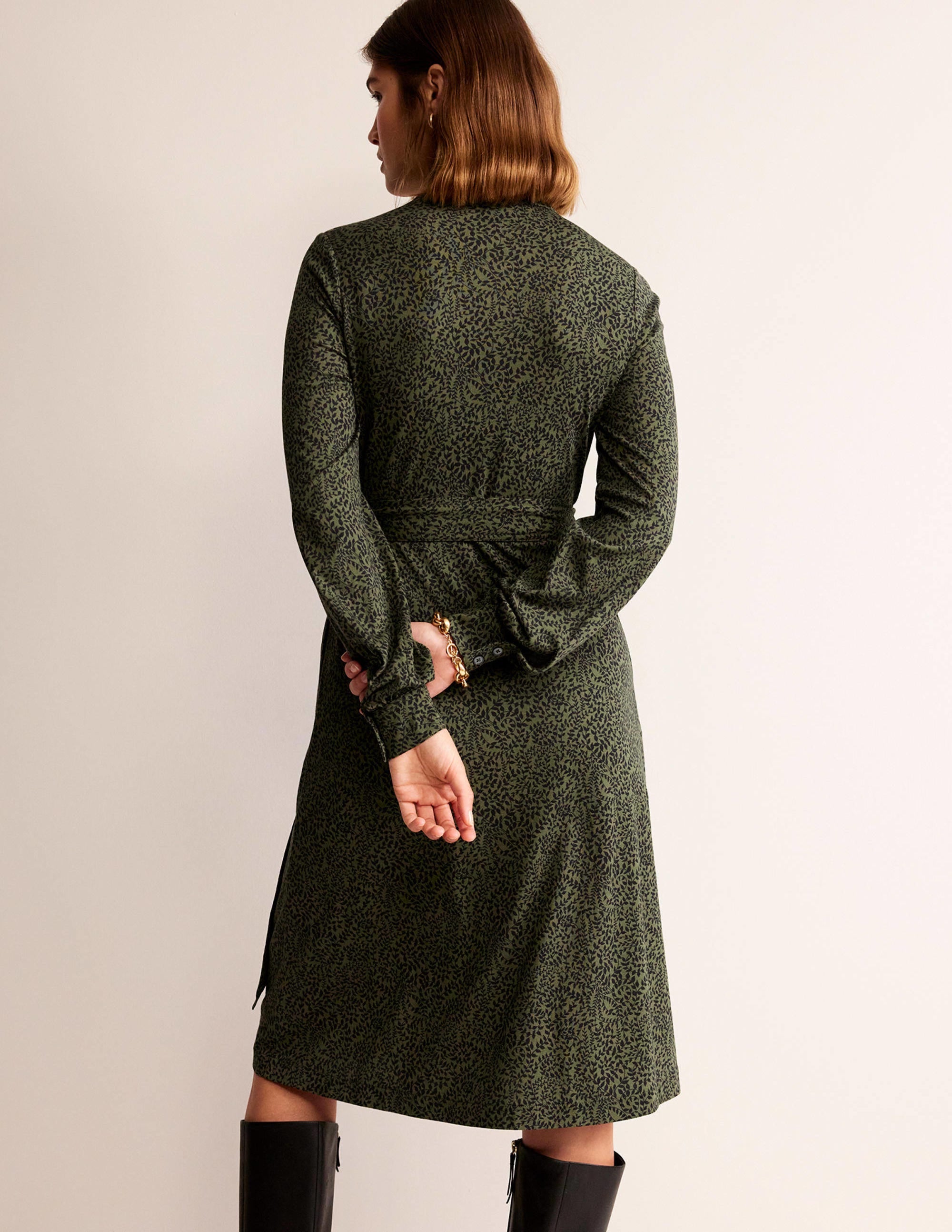 Julia Jersey Shirt Dress-Spruce, Pome Sprig - Image 3