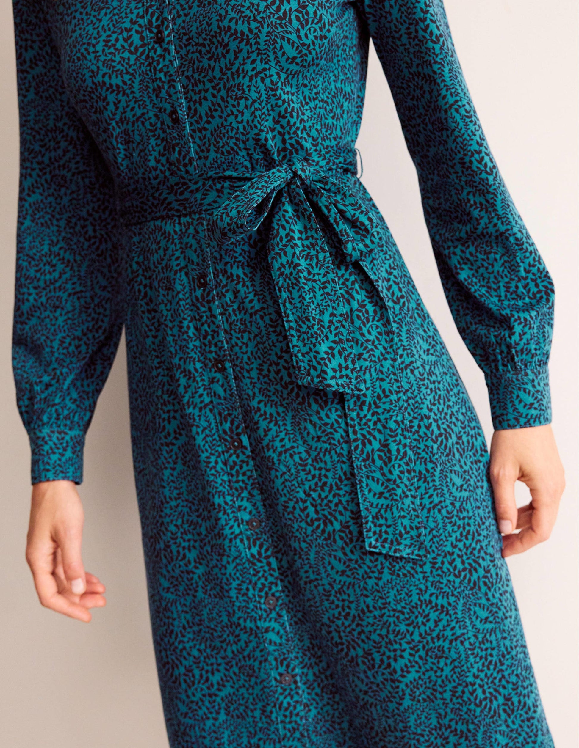 Julia Jersey Shirt Dress-Teal, Pome Sprig-2