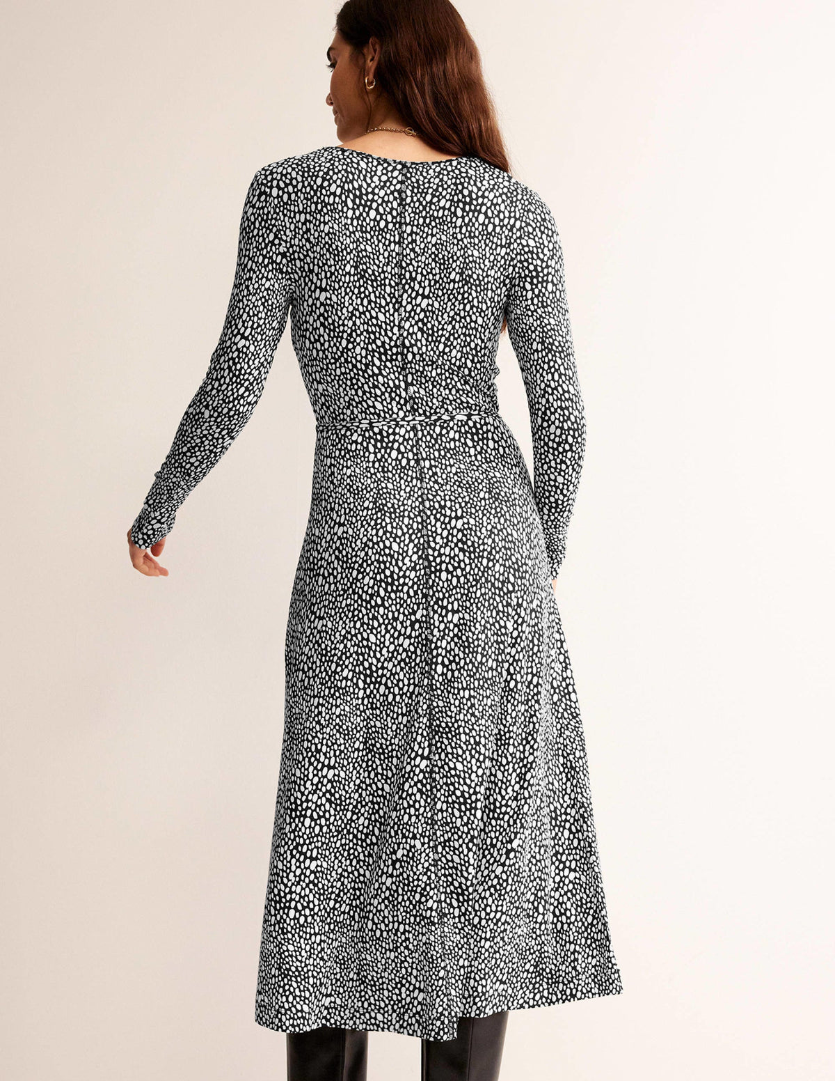 Lucy Jersey Midi Dress-Black, Animal Spot-4