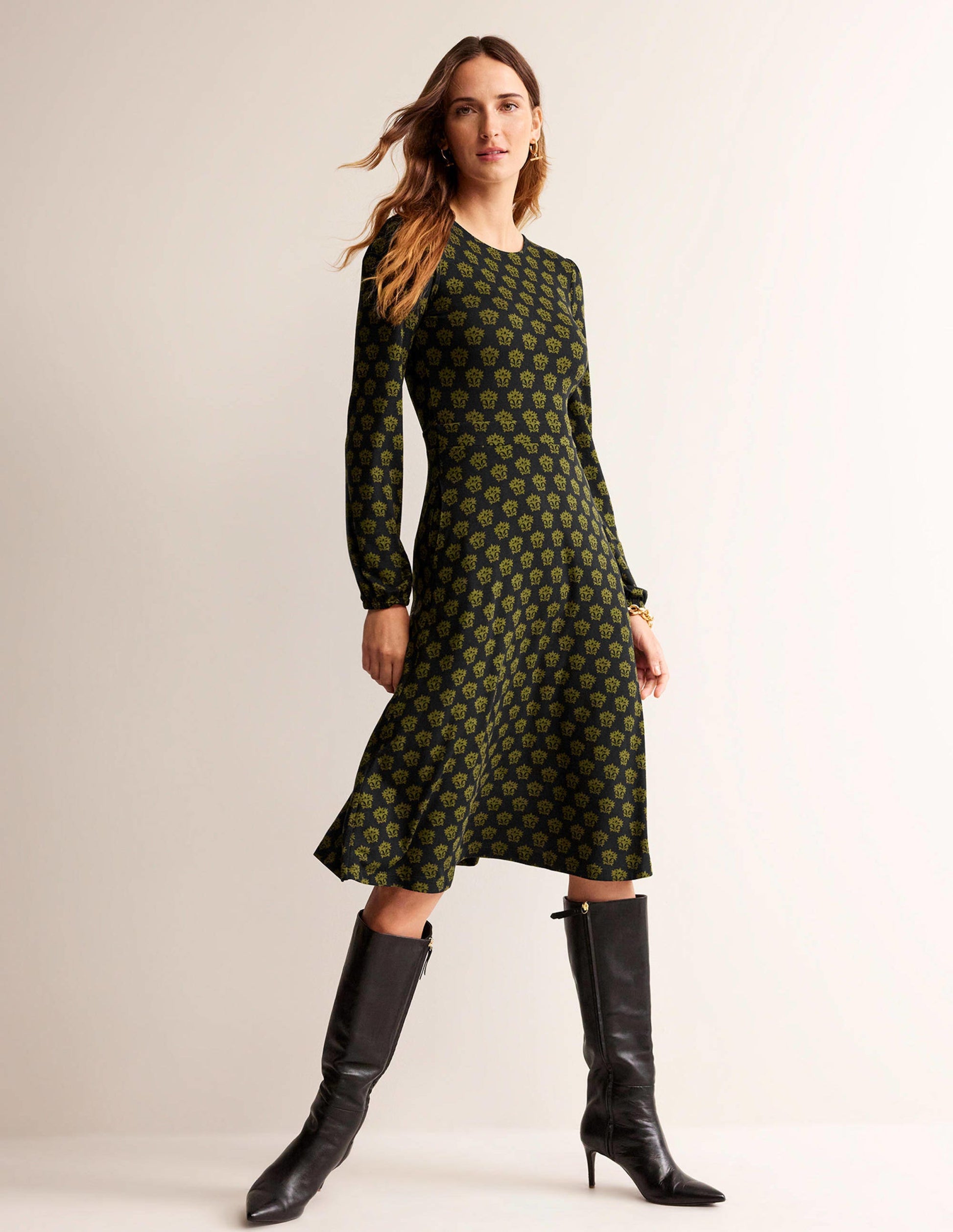 Camille Jersey Midi Dress-Black, Lily-1