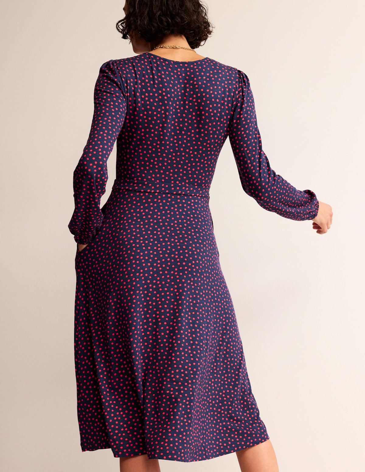 Camille Jersey Midi Dress-Pop Peony, Abstract Dot - Image 3