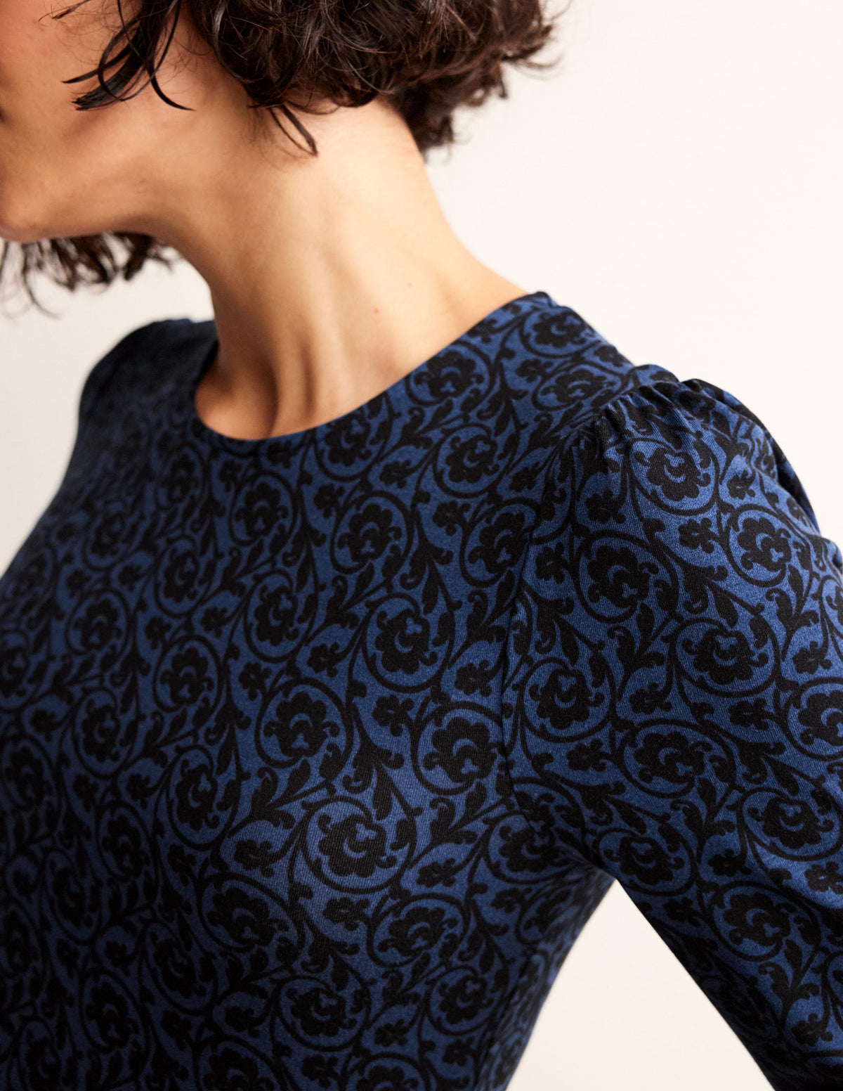 Camille Jersey Midi Dress-Atlantic, Primrose Swirl - Image 2