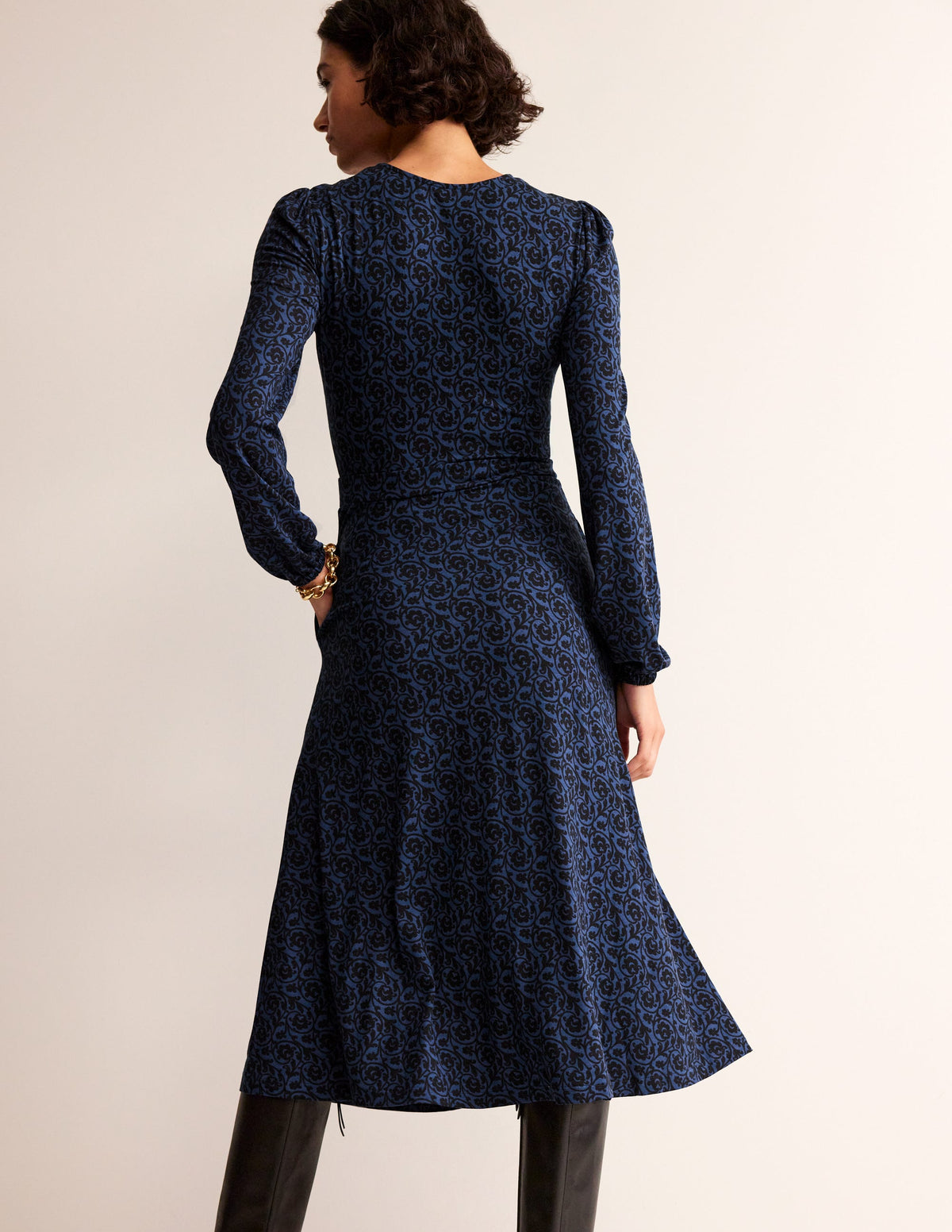 Camille Jersey Midi Dress-Atlantic, Primrose Swirl - Image 3