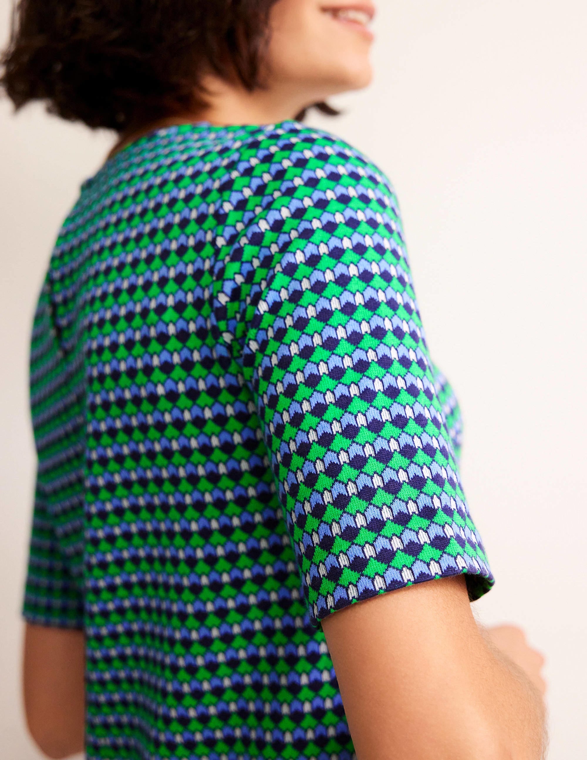 Ivy Jacquard Jersey Dress-Bright Green, Terrace Geo - Image 2