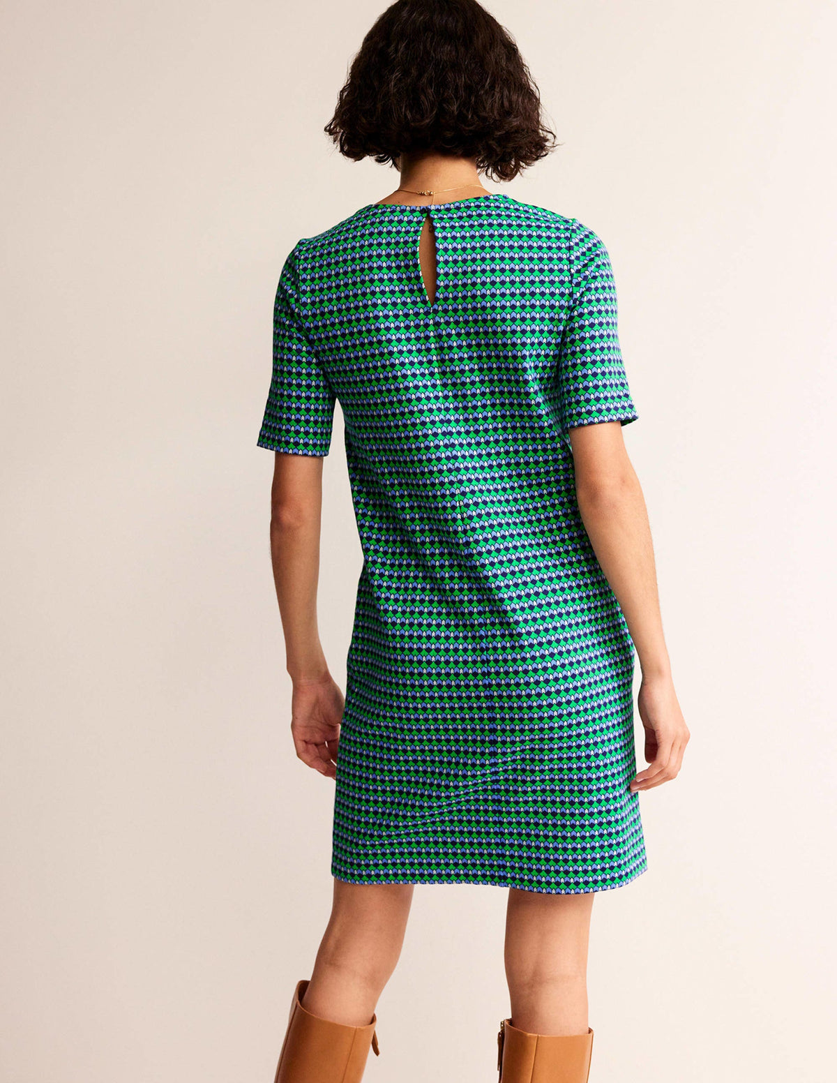 Ivy Jacquard Jersey Dress-Bright Green, Terrace Geo - Image 3